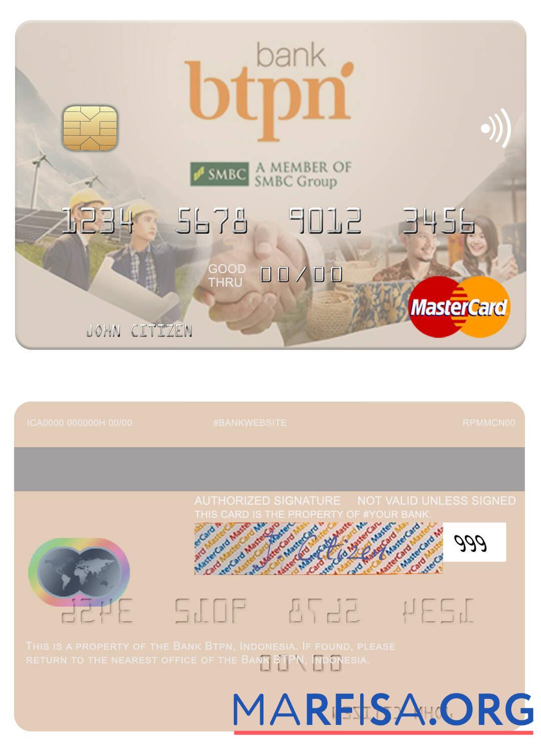 Downloadable Indonesia Bank BTPN mastercard download for verification